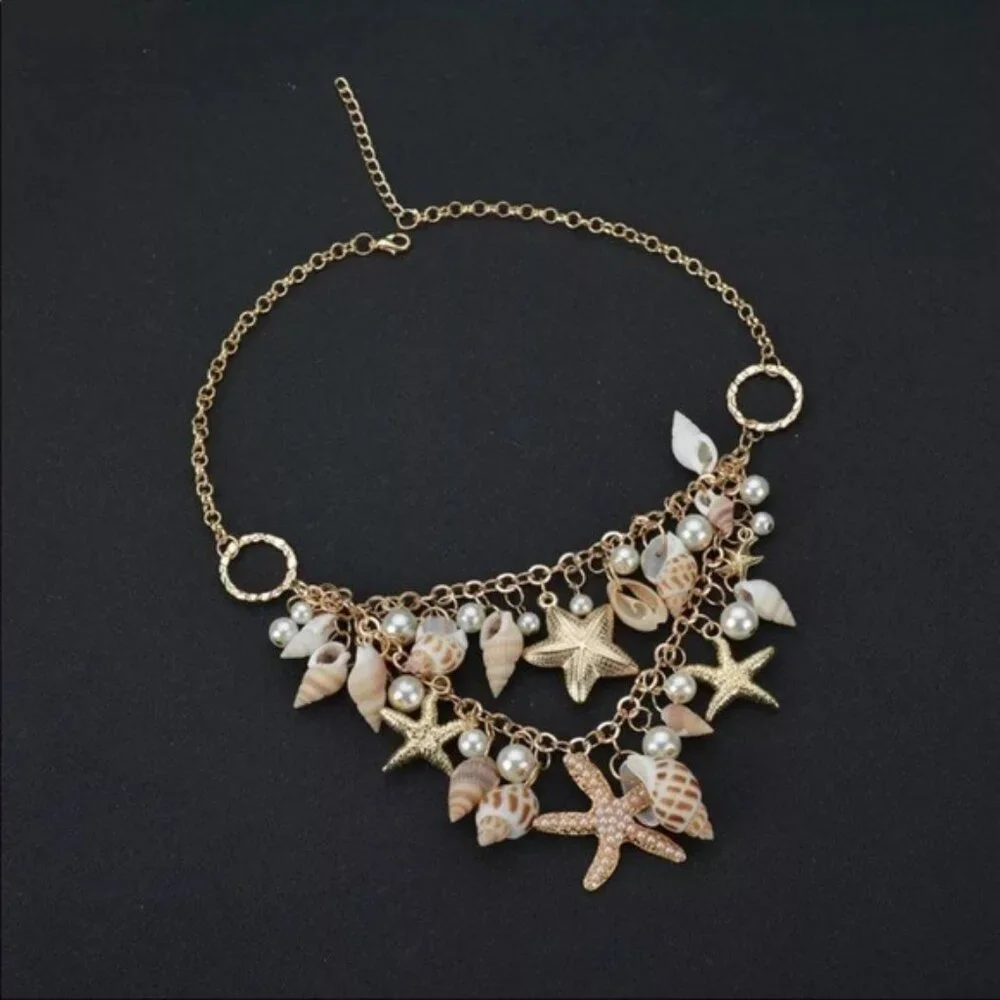 Zara enameled shell chain necklace
